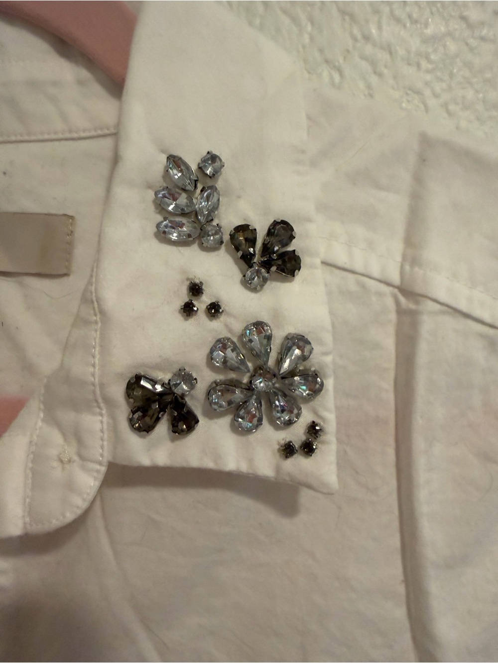 Loft | White Embellished Collar Button-Up Shirt - Size S - Picture 3 of 5